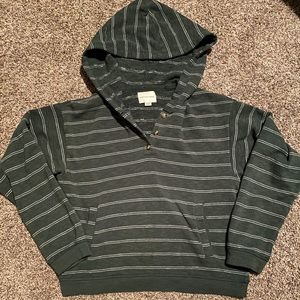 Green striped American eagle cropped hoodie